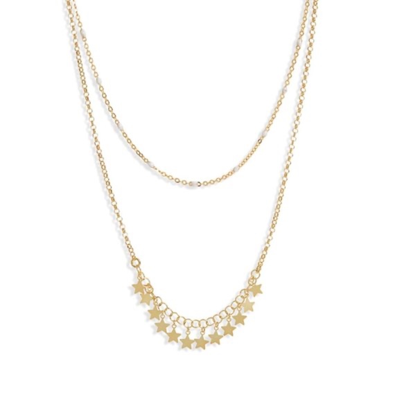 Argento Vivo Sterling Silver Layered Star Bead Chain Necklace - Picture 2 of 4